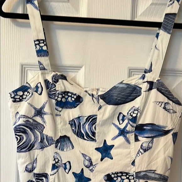 Avec Les Filles Blue A-Line Sundress With Strap Sz 8 - Picture 3 of 6